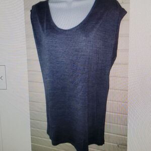 CABI 259 SCOOP NECK BLUE HEATHERB TUNIC TEE Small